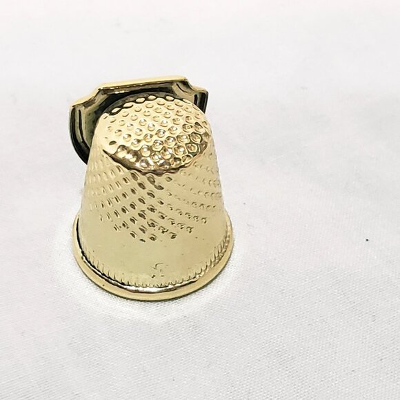 1000 Islands New York State Thimble Souvenir Metal Vintage 3/4" Gold tone - Picture 3 of 7